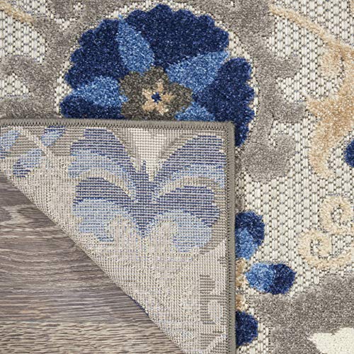 Nourison Home Aloha Natural Blue 2' x 6' Area Rug - Easy Clean, Non Shedding, Bed Room, Living Room, Dining Room, Kitchen (6' Runner) - color: Natural Blue, size: 2' x 6' (Runner)