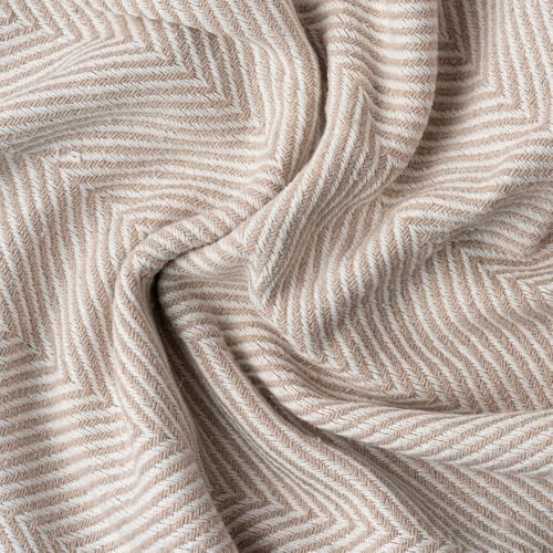 Bed Blanket, Lightweight, Cotton-Rich Blend, 100% Recycled Cotton, Twin Size (57 x 79 Inch), Textured Woven Bedding, Easycare, Breathable Layering, Summer Coverlet, Dove Beige - color: Dove Beige, size: Twin