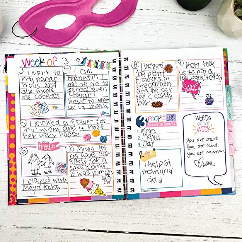 Gratitude Journal 52 Week Daily Positive Thinking for Thankfulness + Sticker Set | Gratitude Finder - color: Super Girlie + Grateful Heart Stickers