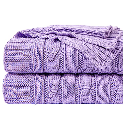 NTBAY 100% Pure Cotton Cable Knit Throw Blanket, Super Soft Warm 51x67 Knitted Throw Blanket for Couch, Sofa, Chair, Bed - Extra Cozy, Machine Washable, Comfortable Home Decor, Orchid - color: Orchid, size: Throw(51"x67")