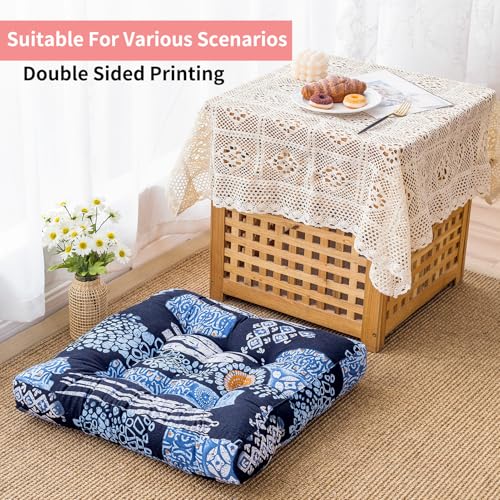 Square Meditation Floor Cushions,Large Floor Pillow Sitting for Adults and Kids,Boho Seats for Balcony Bedroom Tatami Living Room,22x22 Inch