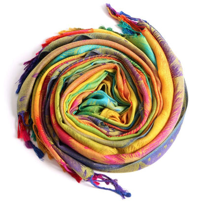 SmilerSmile Colorful Scarf Wraps for Womens Tassel Shawl Wrap - color: 06-peacock/Yellow