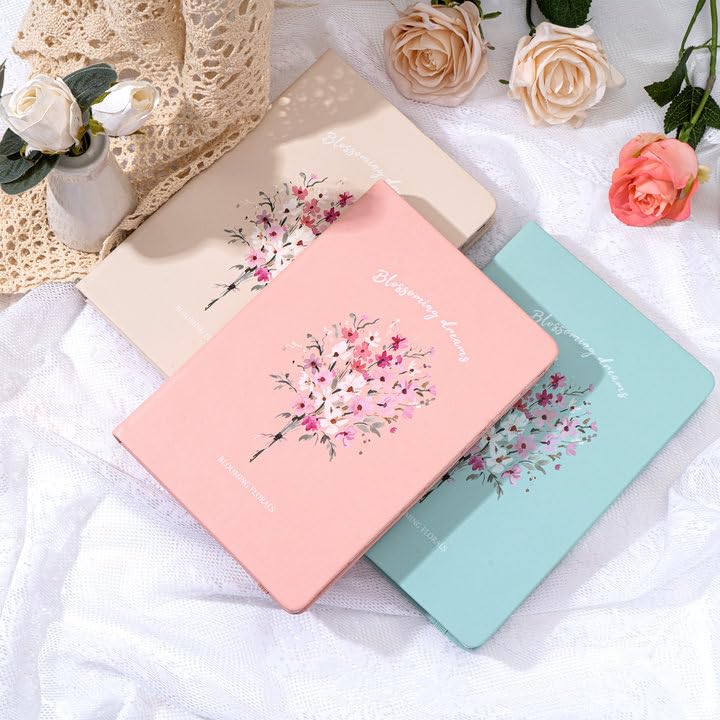 MINICAGIE Lined Journal Notebook for Women Cute Leather Journals for Writing Aesthetic Floral Diary 192 Pages A5 Hardcover Journaling Notebooks with Pen Loop (Pink) - color: Pink