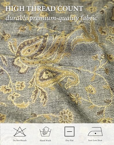 Achillea Reversible Paisley Pashmina Rave Scarf – Exotic Indian Shawls and Wraps for Evening Dresses, Festivals, All Seasons - color: Grey Gold
