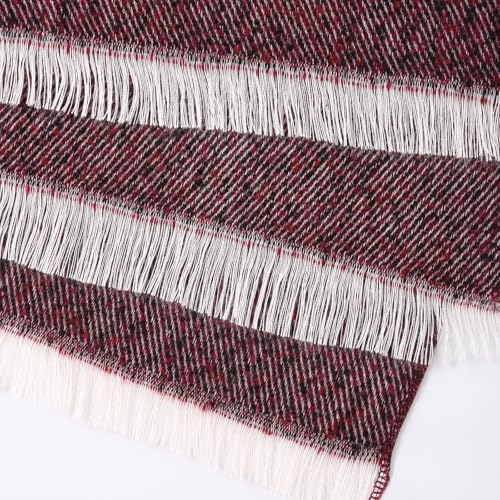 Women Shawl Wrap Poncho Cape Cardigan Open Front Coat Warm Scarf for Spring Fall Winter Cold Weather Days - color: Dark Red