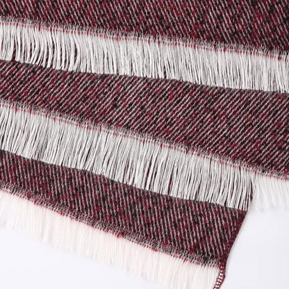Women Shawl Wrap Poncho Cape Cardigan Open Front Coat Warm Scarf for Spring Fall Winter Cold Weather Days - color: Dark Red