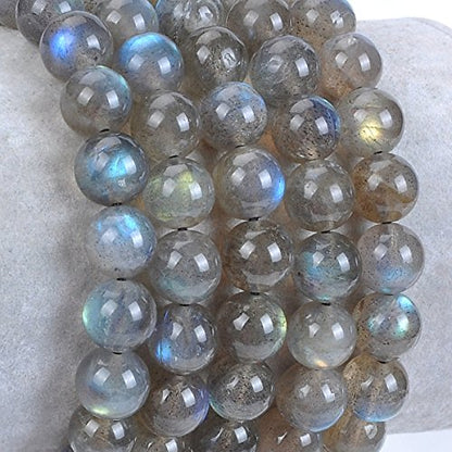 MASSIVE BEADS Natural Healing Power Gemstone Crystal Beads Unisex Adjustable Macrame Bracelets - color: Labradorite, size: 6mm