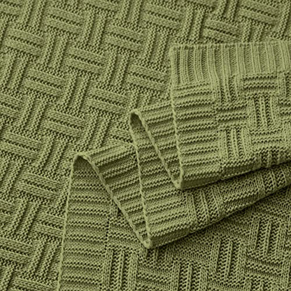 Aormenzy 50x60 Cozy Acrylic Cable Knit Blanket for Couch, Sofa, Bed, Olive Green (1.7lb) - color: Olive Green