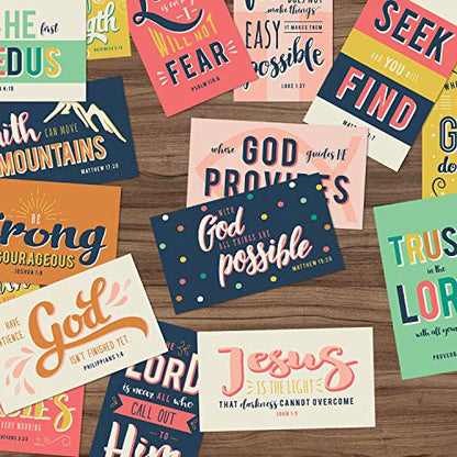 Canopy Street Religious Motivational Quote Cards / 2" x 3.5" Flat Business Card Size / 50 Positivity Cards / 25 Uplifting Christian Designs - color: Religious