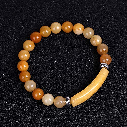 Unisex Healing Stone Bracelets Natural Gemstone Charm Stretch Bracelet Crystal Energy Heart Charm Tiger Eye 8MM Beads Bracelet Handmade Meditation Stone Jewelry Elastic Yoga Bracelet - color: Yellow Topaz