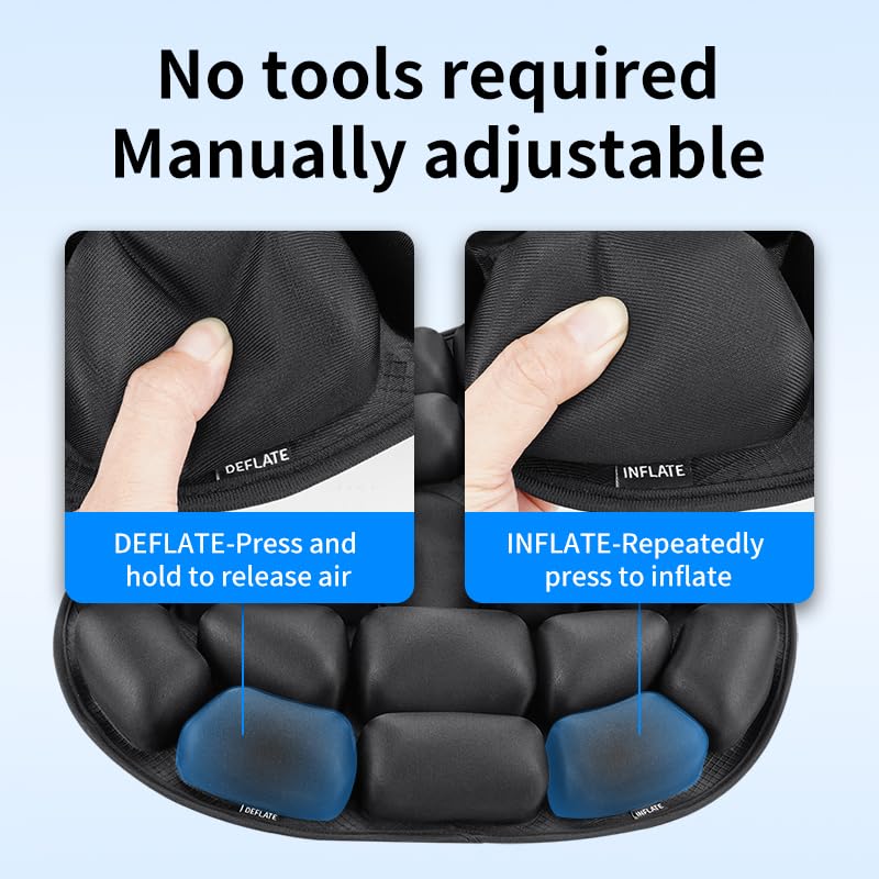 Starlo Sondour Travel Seat Cushion, Airplane Cushion Long Flight, Portable Airline Cushion with Air Pump, Wheelchair Cushion;Pressure Relief Inflatable Seat Cushion (Round Black) - color: Round Black