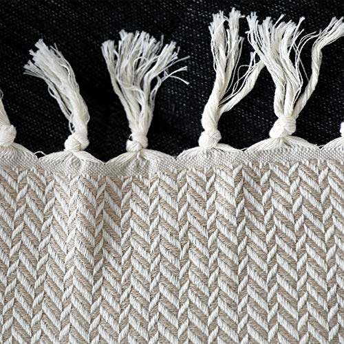 Peshtemania Premium Cotton Boho Throw Blanket Fall Throw Blanket |50”x60”| Beige Cream for Bed Sofa Couch Outdoor Farmhouse Turkish Throws and Blankets for Bedroom Picnic Blankets Yoga Blanket
