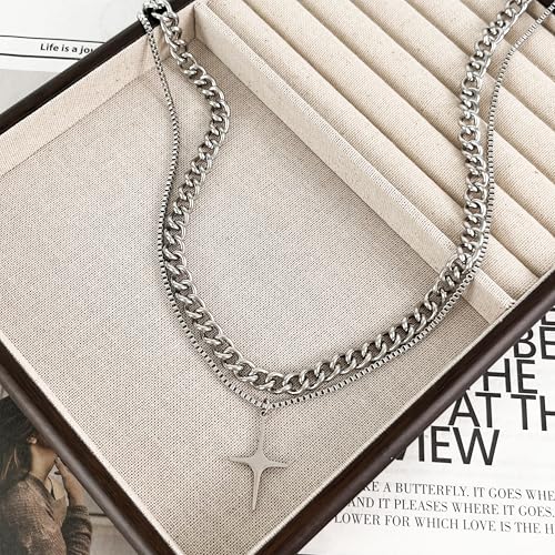 Y2k Irregular Necklace Star Pendant Moonlight Stone Fashion Collar Chain Design Spicy Silver Jewelry for Women - color: Style22