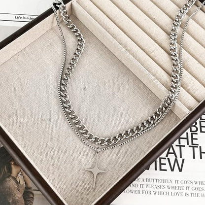 Y2k Irregular Necklace Star Pendant Moonlight Stone Fashion Collar Chain Design Spicy Silver Jewelry for Women - color: Style22
