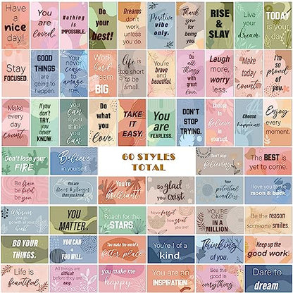 Jinei 300 Inspirational Affirmation Cards Bulk Daily Positive Motivational Gifts Cards Small Mini Encouragement Quotes for Women Coworker Team(Bohemian) - style: Bohemian