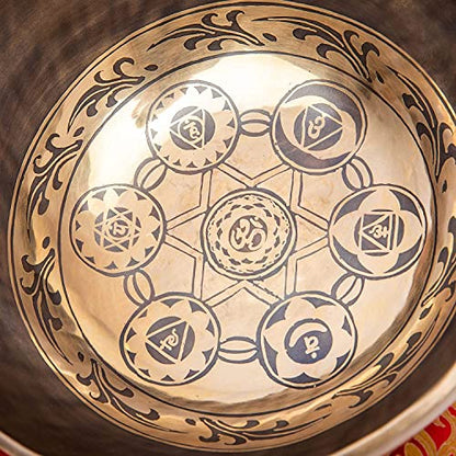 Large Tibetan Singing Bowl Set - 11" Master Healing Big Professional Grade For Sound Bath Chakra 7 Metal Meditation Yoga By Himalayan Bazaar