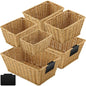 6 Pcs Wicker Storage Baskets with Labels Handwoven Multi-size Natural Wicker Storage Bins for Organizing Small Baskets Container for Shelves Closet Pantry Toilet(Natural)