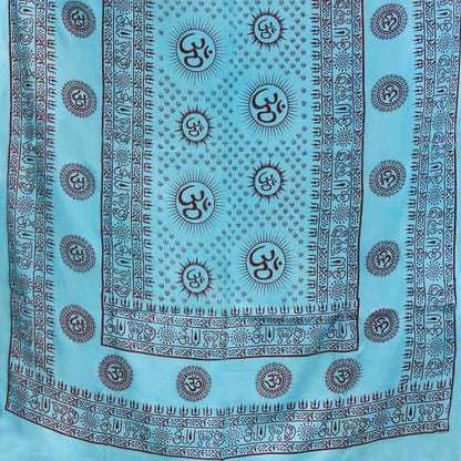 Prabhuji's Gifts Meditation Yoga Prayer Shawl with Om Symbol, Turquoise Multi-Use Wrap - Unisex