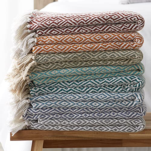 DII Rustic Farmhouse Double Diamond Woven Throw, 50x60, Cinnamon - color: Cinnamon