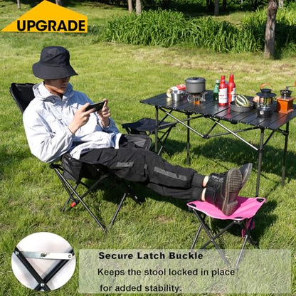 Opliy Camping Stool Upgrade Foot Stool for Camping Fishing Hiking Gardening and Beach, Camping Seat with Carry Bag (Rose Red) - color: Rose Red