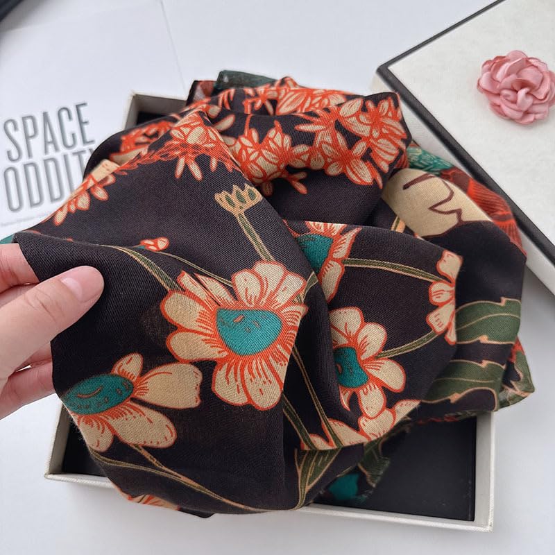 Soft Silky Pashmina Shawl Wrap for Women,Lightweight Spring, Elegant Wrap for Spring Wedding & Travel - color: Flower