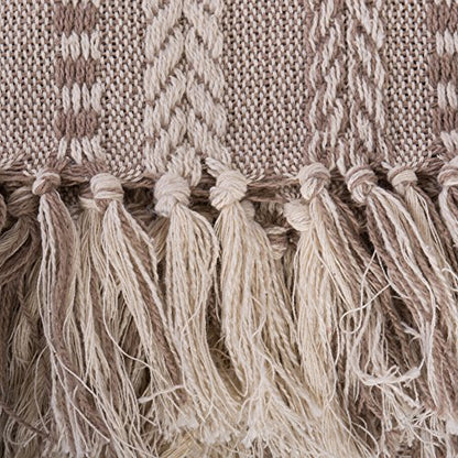DII Braided Striped Decorative Throw Blanket, 50x60, Stone - color: Stone
