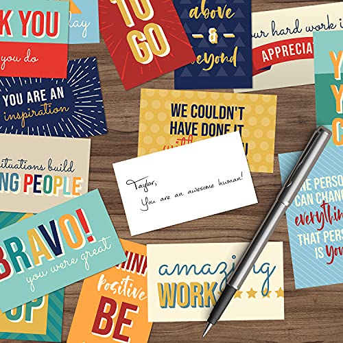 Colorful Gratitude Encouragement Cards / 50 Mini Motivational Kindness Cards / 25 Inspirational Quote Designs/Flat 2" x 3.5" Employees Students Coworkers Uplifting Mini Card - color: Gratitude