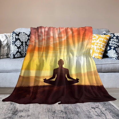 Yoga Meditation Soft Throw Blanket for Couch Lightweight Flannel Blanket for Sofa Couch Throw Bed Warm Cozy Decorative Blankets Fall Winter Decor 60"x80" - size: 60"x80"