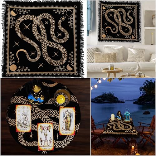 Indian Consigners Snake Altar Tarot Table Cloth Witchcraft Spread Rune Spell Beast Witchery Square Table Cover - size: 36" x 36" (Square)
