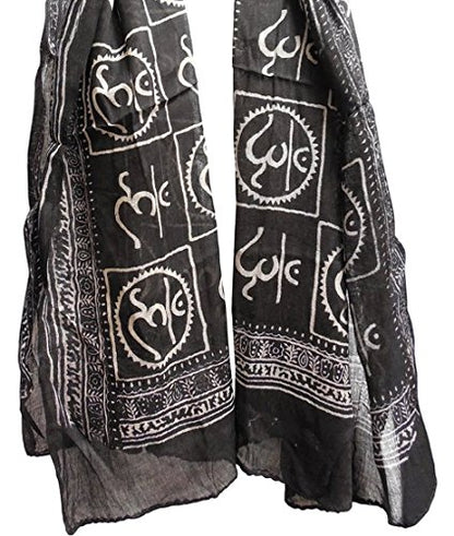 OMA® Hand Printed Om Shawl Wrap With Sacred Om Sign Design