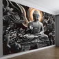 FENDROM Meditation Tapestry,Black Lotus Spiritual Gloden Buddha Zen Happiness Wall Hanging Large Psychedelic Tapestries Decorations Bedroom Living Room Dorm
