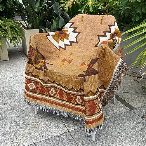 Hopstar Aztec Throw Blanket Navajo Indian Blankets and Throws Boho Western Decor Couch Cover Blanket for Bed Sofa Living Room Beach Travel 51"x63"(Sucre Coffee) - color: Sucre Coffee, size: 51"x63"