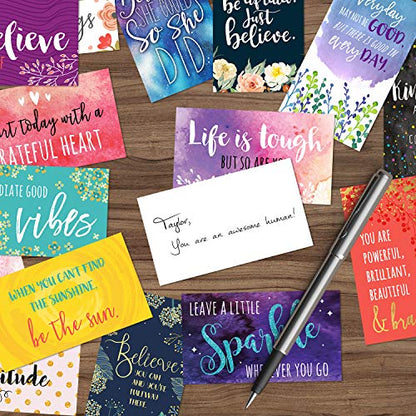Canopy Street Inspirational Quote Cards / 50 Positivity Cards / 25 Uplifting Designs / 2" x 3.5" Flat Mini Motivational Business Card Sized Notes/Made In The USA - color: Inspirational