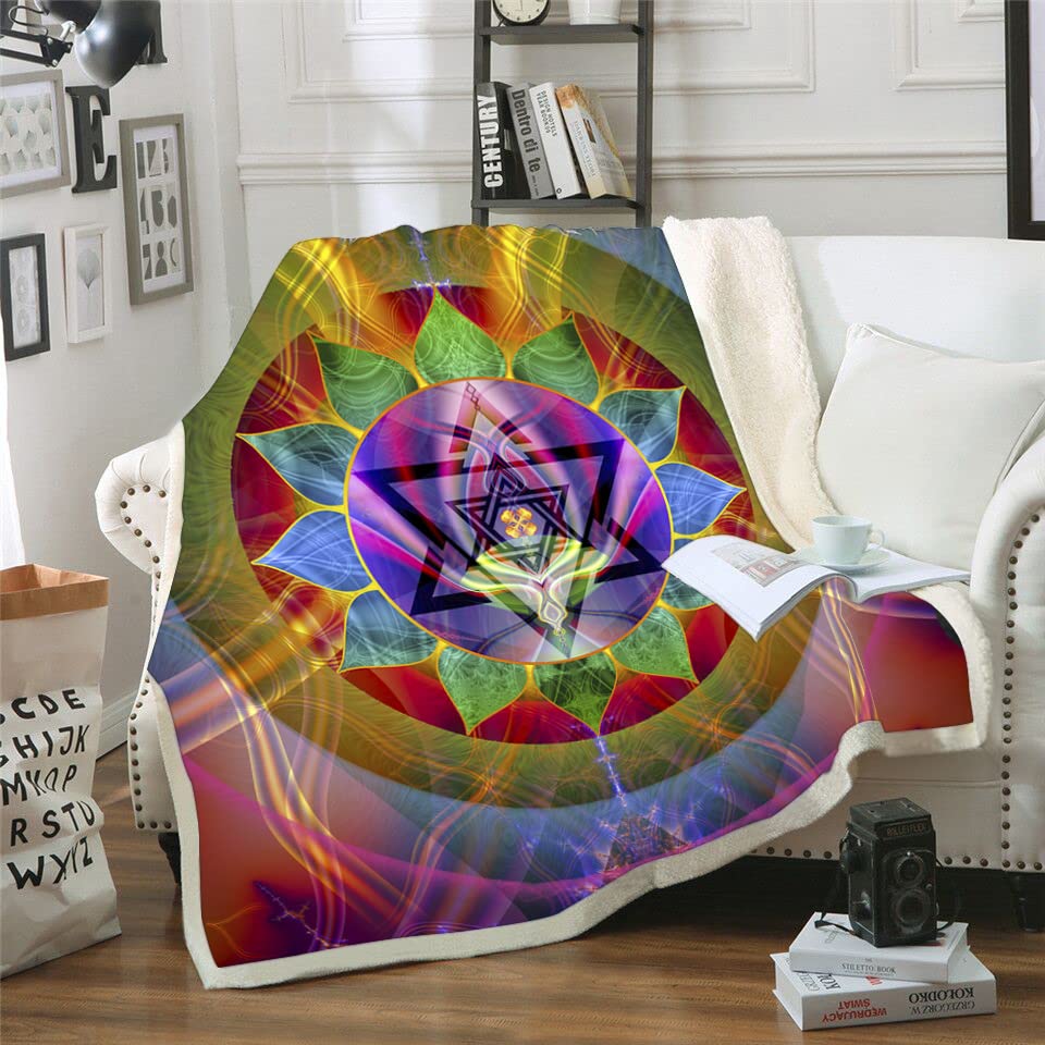 Chakra Throw blanket | Meditation Fleece Blanket | Soft | Ray Of Love (Small) - size: Small