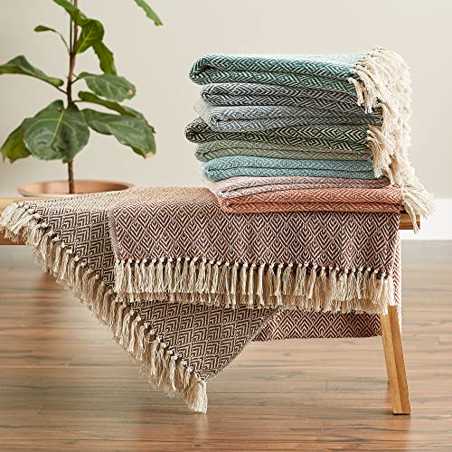 DII Diamond Throw Collection Cotton Woven, 50x60, Hunter Green - color: Hunter Green