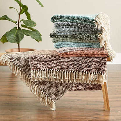 DII Diamond Throw Collection Cotton Woven, 50x60, Spice - color: Spice