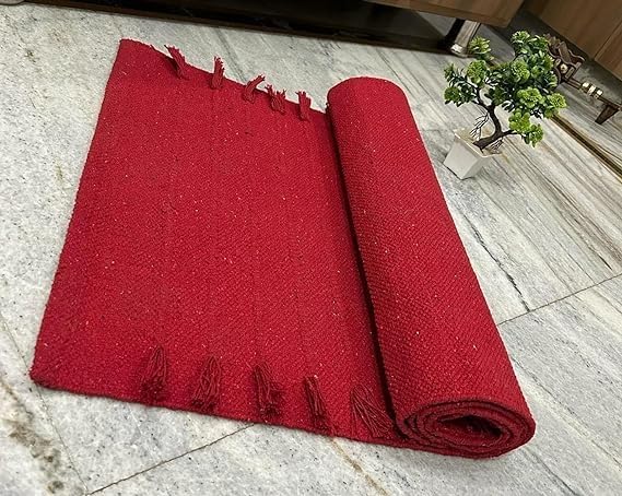 Generic Handcraft Antique Modern Red Yoga Mat Cotton Meditation Mat For Unisex Yoga Fitness Prayer.