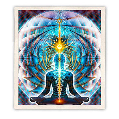 Chakra Throw Blanket | Meditation Fleece Blanket | Galactic Body (Medium)