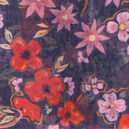 MELIFLUOS DESIGNED IN SPAIN Scarf for Women Lightweight Floral Flower Scarves for Summer Fall Shawl Wrap - color: Barcelona Collections 49 -Black and Red Flower Pattern