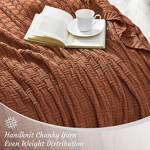 TREELY 100% Cotton Knitted Throw Blanket Couch Cover Blanket(60 x 80 Inches, Brown) - color: Brown, size: Twin (60 in x 80 in)