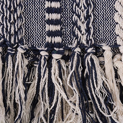 DII Braided Striped Decorative Throw Blanket, 50x60, Navy - color: Navy