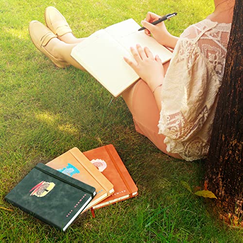 Fanery Sue Journal for Women & Men Tree of Life Journals for Writing with Pen, A5 College Ruled Lined Writing Personal Diary Notebooks 180° Lay Flat Thick Paper Hard Cover Leatherette (Olive Green)