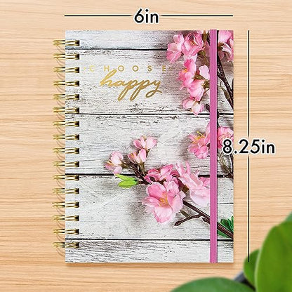 Designer Greetings, Designer Papers Flex Cover Journal with Elastic Band, "Choose Happy" Rustic Blooming Flowers Design - 320 Pages (6” x 8.25”) - Perfect for Work, School, Creative Writing, Personal - style: "Choose Happy" Rustic Blooming Flowers