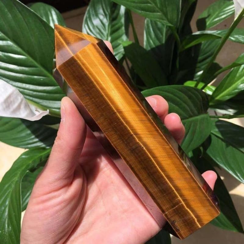 Natural Tiger Eye Stone Crystal Point Wand 5.9 Inch Reiki Healing Crystal Wand for Reiki Chakra Balancing Meditation & Spiritual Energy Therapy(5.9inch Wand Tiger Eye Stone) - color: 5.9inch Wand Tiger Eye Stone