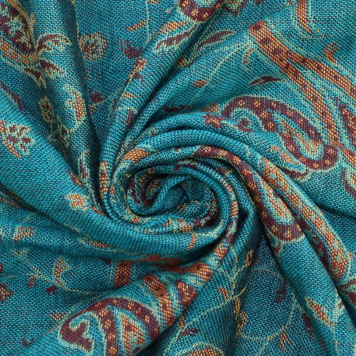Ciormis Two Tone Silky Paisley Pashmina Shawl Scarf,Soft Women's Rave Jacquard Pashminas Wrap Scarves - color: Style1 -Teal 1 Paisley