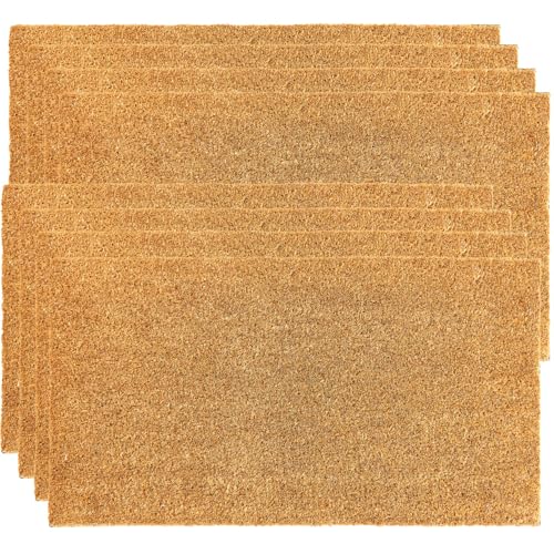Coco Coir Door Mat with Heavy Duty Backing, Welcome Doormat (17" x 30"), Doormat Entrance (Plain - 8Pack) - color: Plain - 8pack
