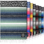 Hydration Nation Authentic Large Handwoven Mexican Blanket - Soft Yoga- Durable Serape- Lightweight Falsa, Beach, Camping, Picnic, Outdoor Blanket 70"x50" - Arctic - color: Arctic