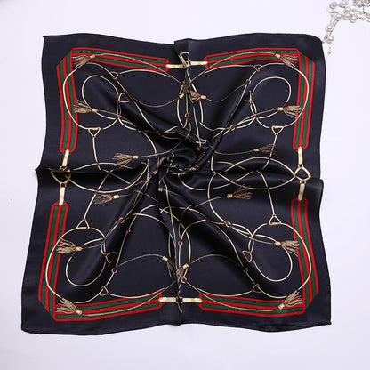 100% Mulberry Silk Neck Scarf - 21'' x 21'' Lightweight Neckerchief - Women Men Small Square Digital Printed Scarves - color: 130