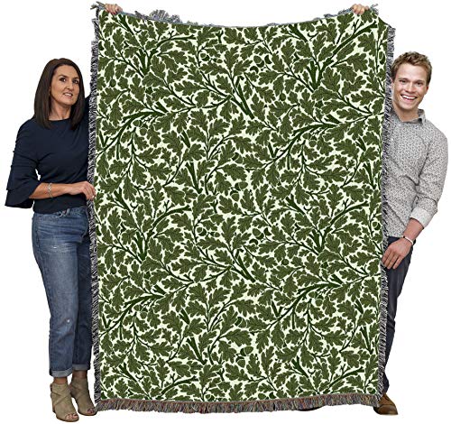 Pure Country Weavers William Morris Oak Tree Green Blanket - Arts & Crafts - Gift Tapestry Throw Woven from Cotton - Made in the USA (72x54) - color: Green, size: Large