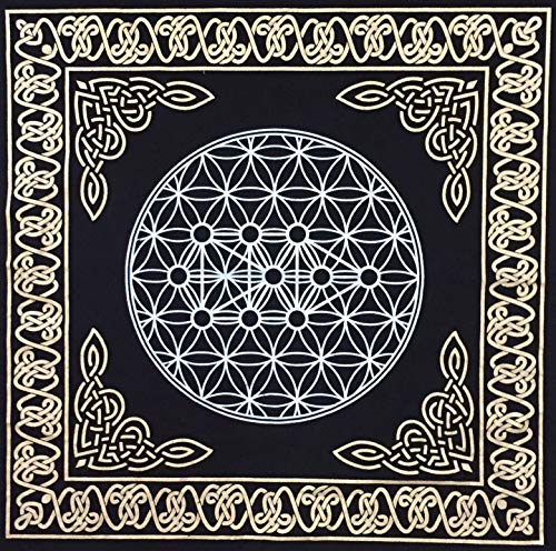 Indian Consigners Altar Cloth Geometric Witchcraft Alter Tarot Spread Top Cloth Wiccan Square Spiritual 18 by 18 Sacred(Geometric Gold Silver) - color: Geometric Gold Silver